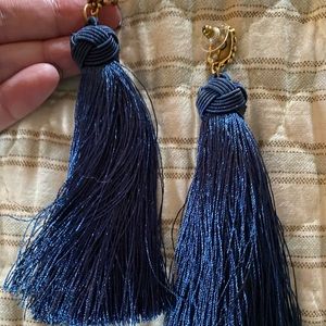 Never worn Blue tassel earrings